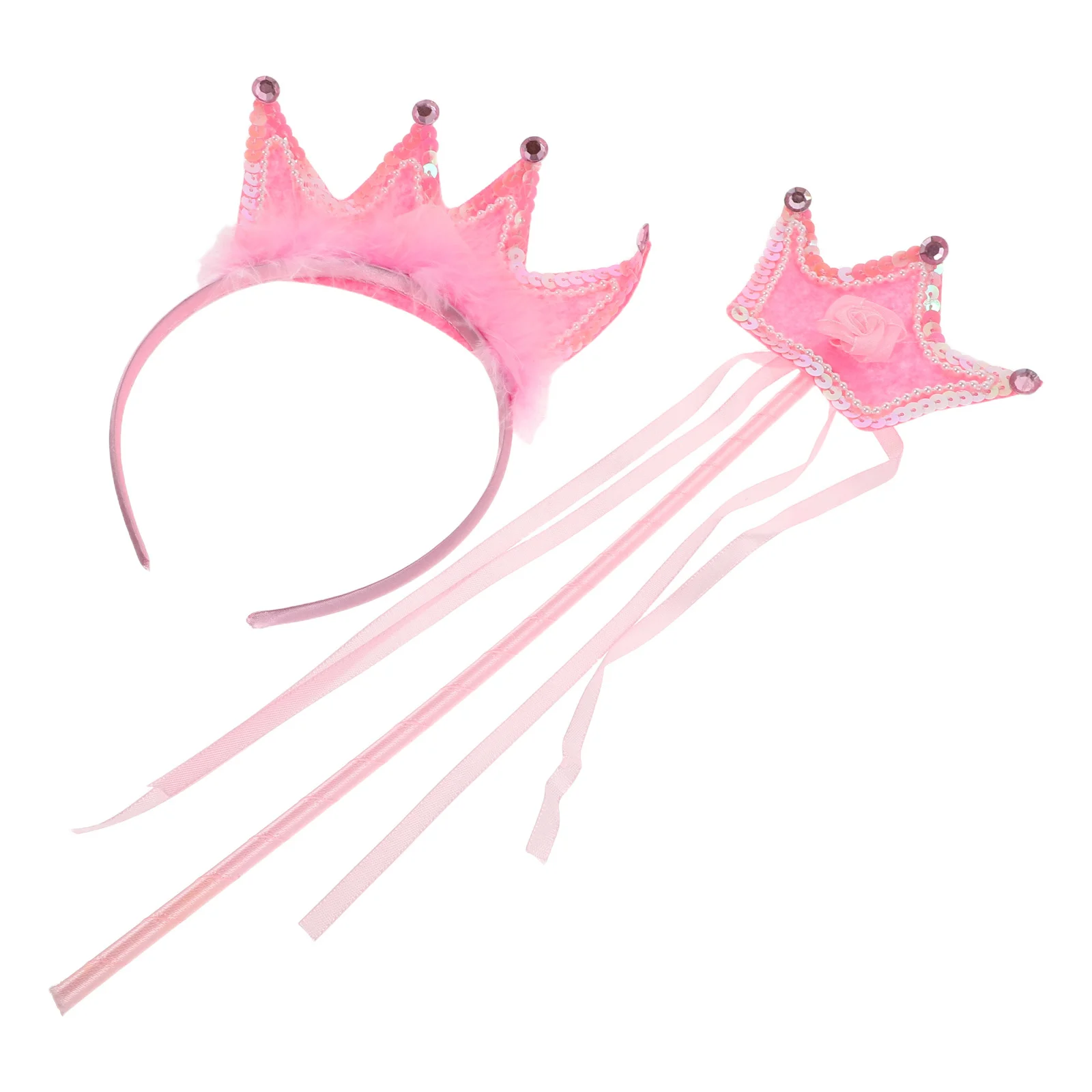 1Set Prinses Kroon Hoofdband Toverstaf Set Huidvriendelijk Materiaal Kinderen Verjaardag Kostuum Accessoires Kroon Hoofdband Kostuum Hoofddeksels