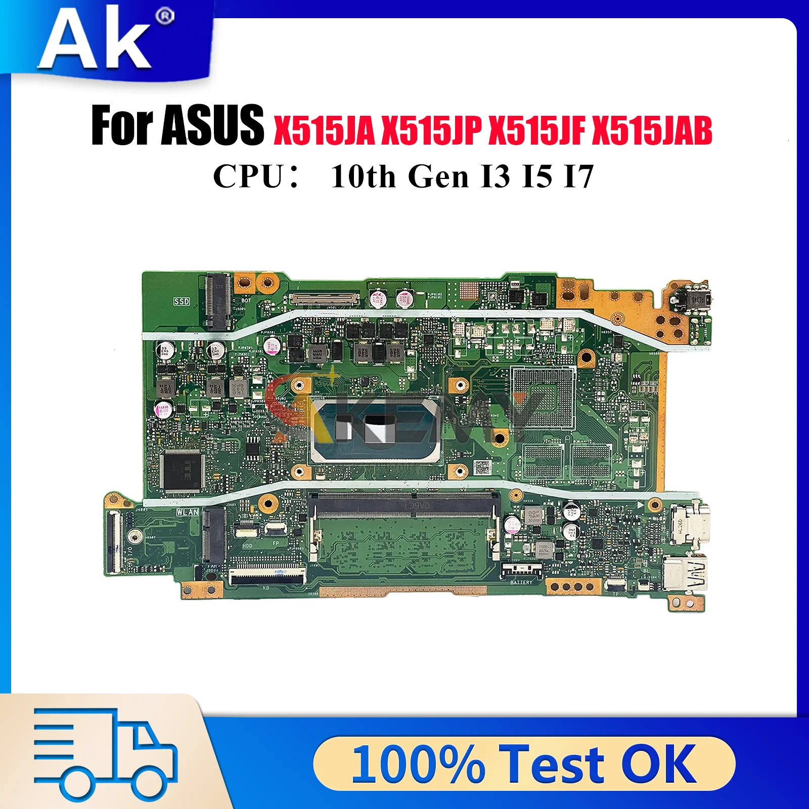 

X415JA Материнская плата для ноутбука ASUS VivoBook A416J V4200J X515JAB X515JF X515JA X515JP X415J V5200J Материнская плата с процессором I3 I5 I7