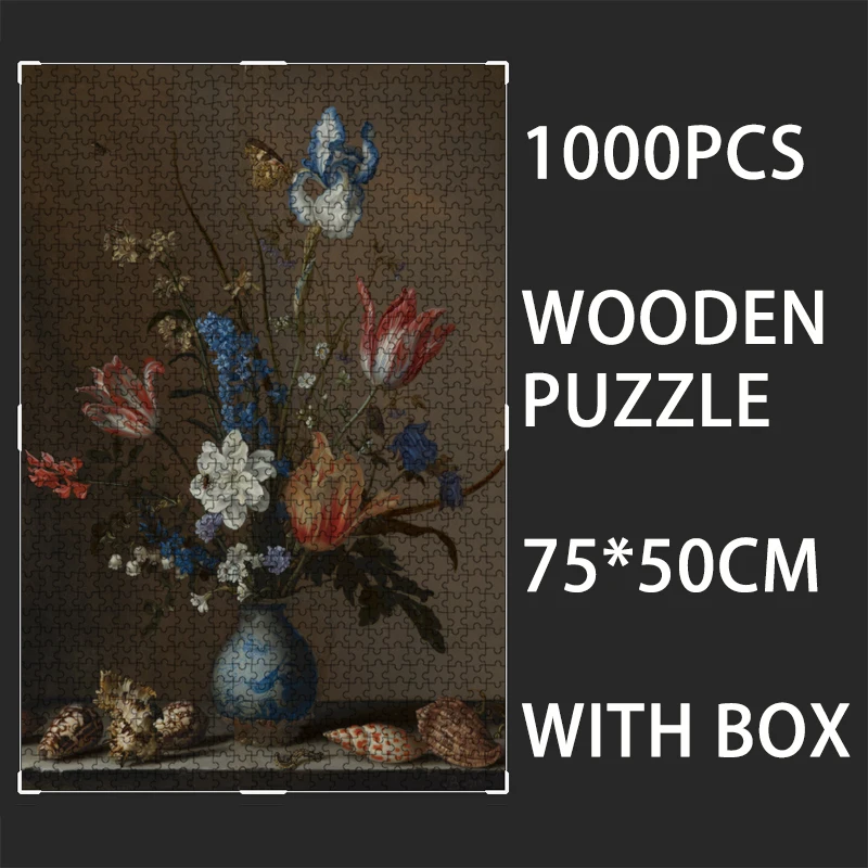 Flowers in a Wan-Li Vase with Shells Balthasar van der Ast 1000 Photo Custom Wooden Jigsaw Puzzle Decoration Collectiable Gifts