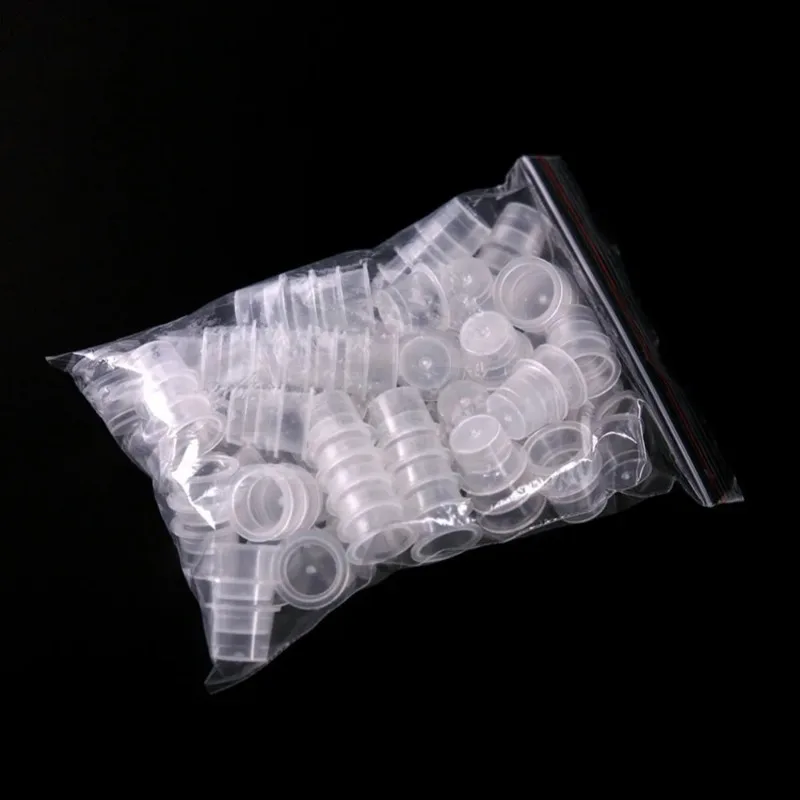 

100 PCS Plastic Disposable Tattoo Ink Cups S/M/L Microblading Permanent Makeup Pigment Transparent Ink Container Clear Caps Cups