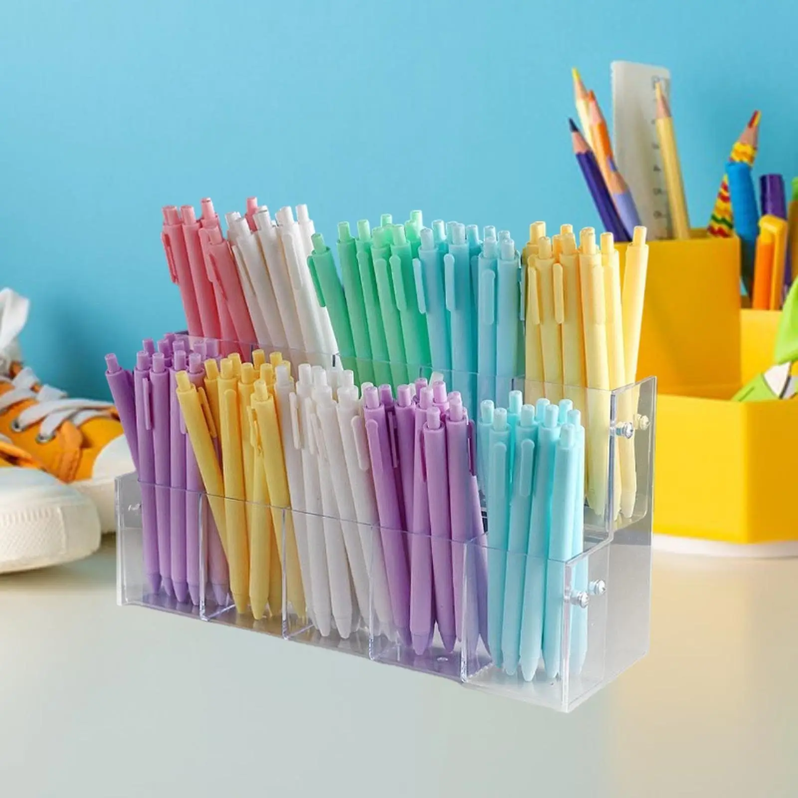 

2 Tier Pen Display Stand Storage with Compartments Makeup Brush Pot Desk