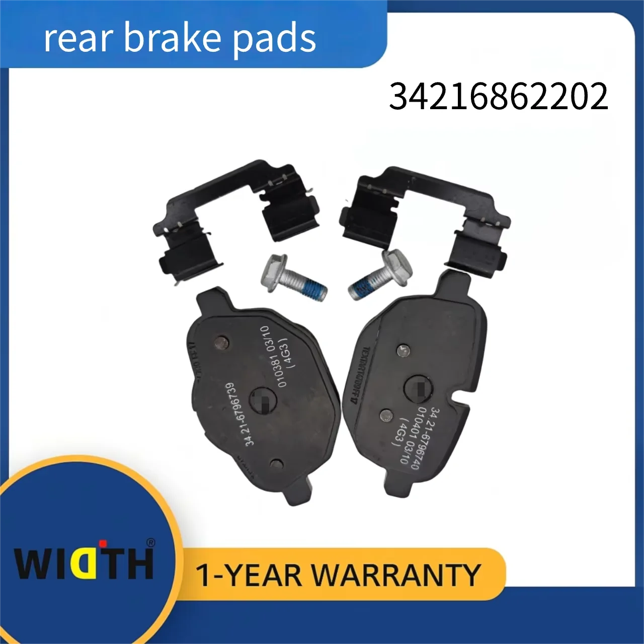 34216862202 34216861543 34216798193 Rear Brake Pad Set 4PCS for BMW 3 Series 4 Series 2012-2020 | OE Replacement