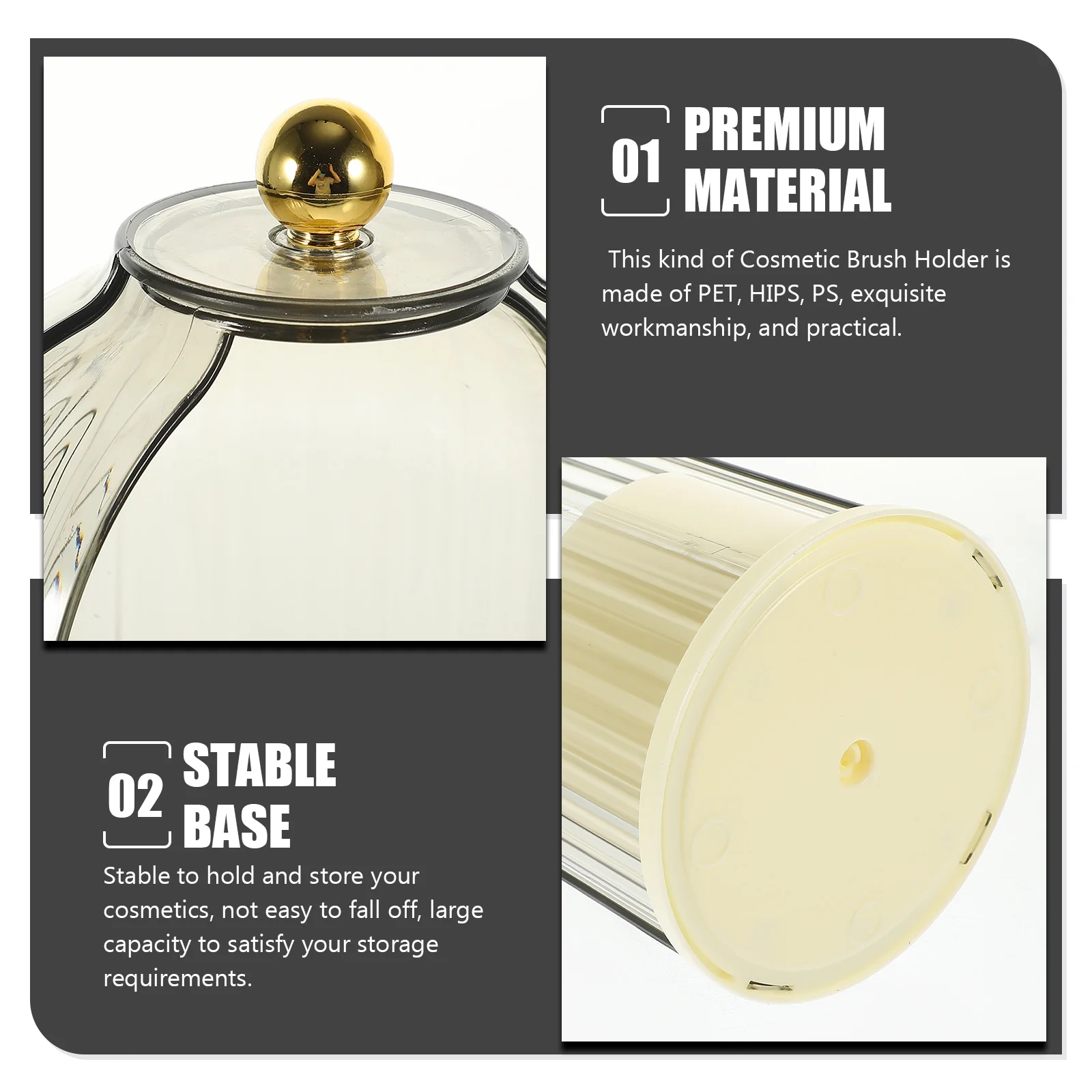 

Rotating Makeup Brush Holder With Lid Large Capacity Organizer For Desktop Storage Box Pet Material Makeup Brush