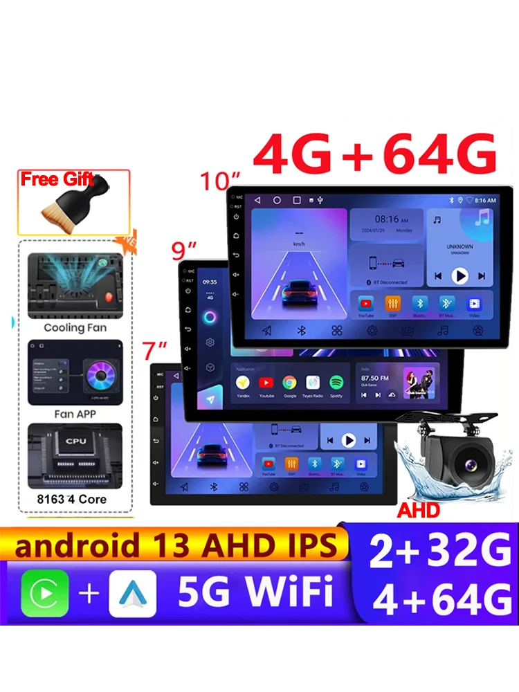 7/9/10 inch Universele Android 13 Autoradio 64G Autoradio android 2 Din autoradio GPS BT Centrale multimedia Slimme autosystemen - afbeelding 2