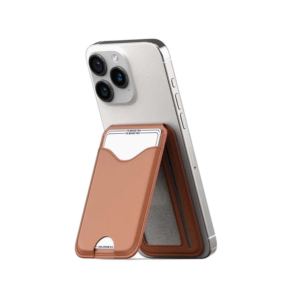 

Магнитный держатель для карт Magsafe с зеркалом, складная подставка для телефона, противоугонная кожаная подставка для iPhone 16, 15, 14, 13, 12, серия