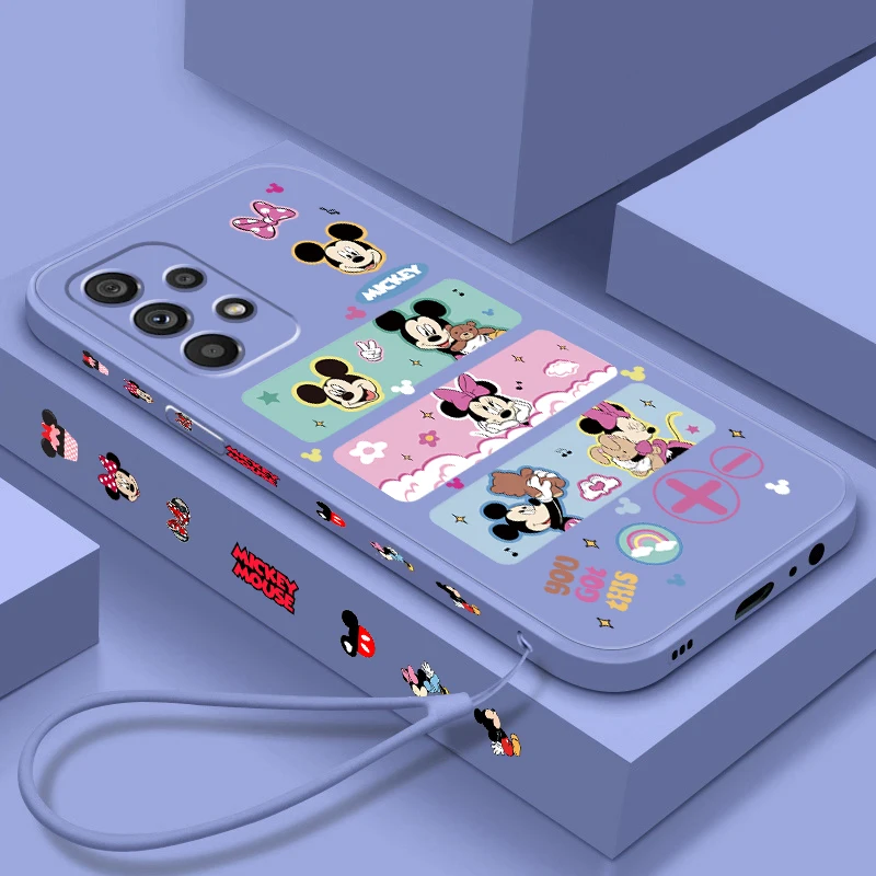 

Disney Mickey Minnie Mouse For Samsung A73 A72 A71 A53 A52 A51 A33 A32 A23 A54 A34 A14 A35 A55 Liquid Left Rope Phone Case