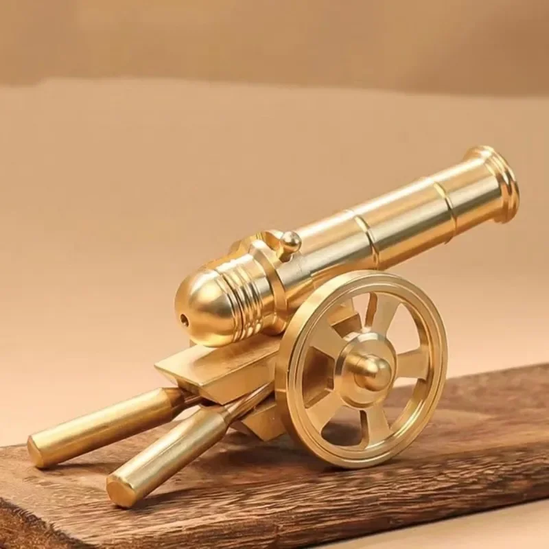 Mini Brass Napoleon Cannon Model Hand-Polished Desktop Showpiece Collectible Setting off firecrackers