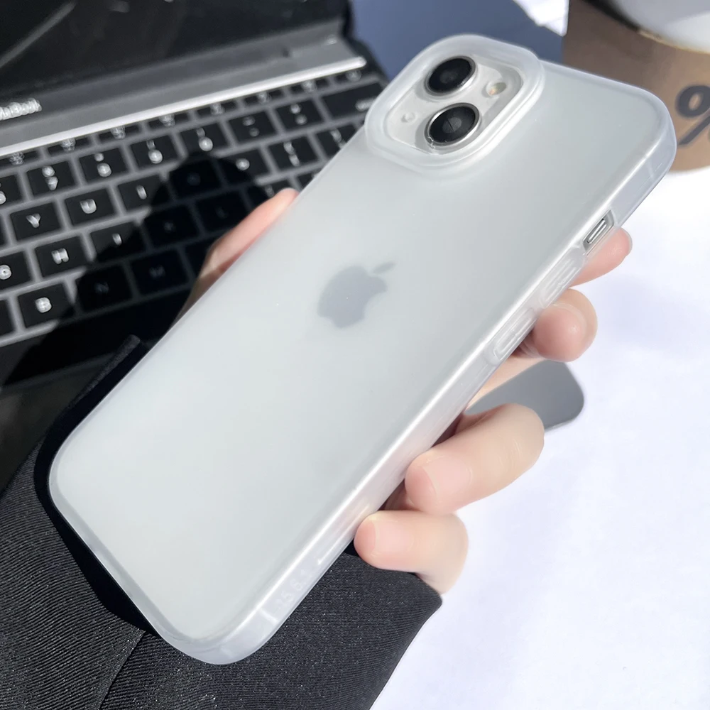 Capa transparente fosca para iphone 13, capa traseira de silicone ultrafina e macia para iphone 16 15 14 11 12 pro max 15 16 plus 13 12 mini