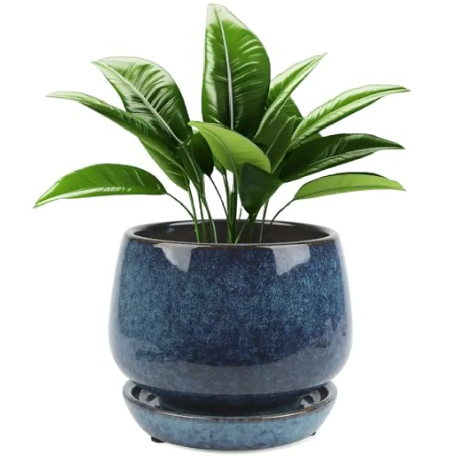 

Керамический горшок для цветов с дренажным отверстием, блюдце, 6-дюймовый современный глазурованный цветочный горшок для комнатных и уличных растений, травы, сочный горшок