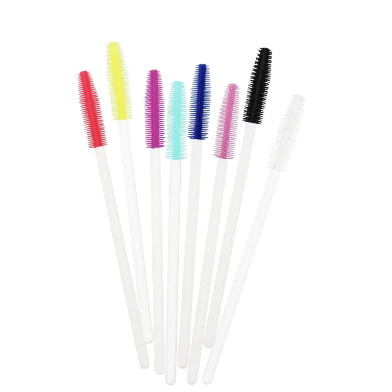 Sdotter-Brosses à cils en silicone pour femme, applicateur de mascara, anciers d'extension de cils, manche blanc, 100 pièces