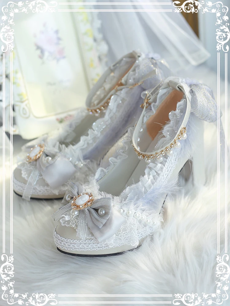 

Japanese Sweet Lolita Chunky Heel round Toe High Heels Handmade Lo Shoes