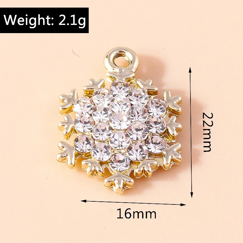 Leslie 10 Stück 17 x 20 mm brillante Kristall-CZ-Schneeflocken-Charms-Anhänger für Schmuckherstellung, Weihnachten, Ohrringe, Halskette, Zubehör – Detail 7