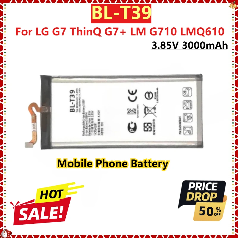 

For LG G7 ThinQ G7+ LM G710 LMQ610 Li-Polymer New Replacement Mobile Phone Battery BL-T39 3.85V 3000mAh
