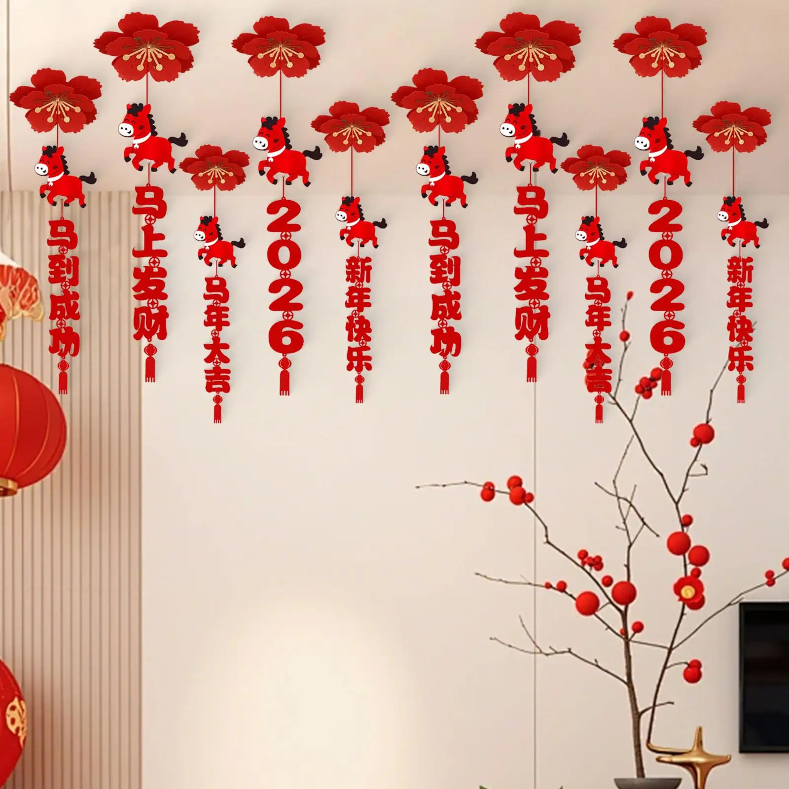Chinese New Year Decorations 2026 Lunar Year Fabric Tassel Pendant for Festival Ceiling Decor and Party Events view 5