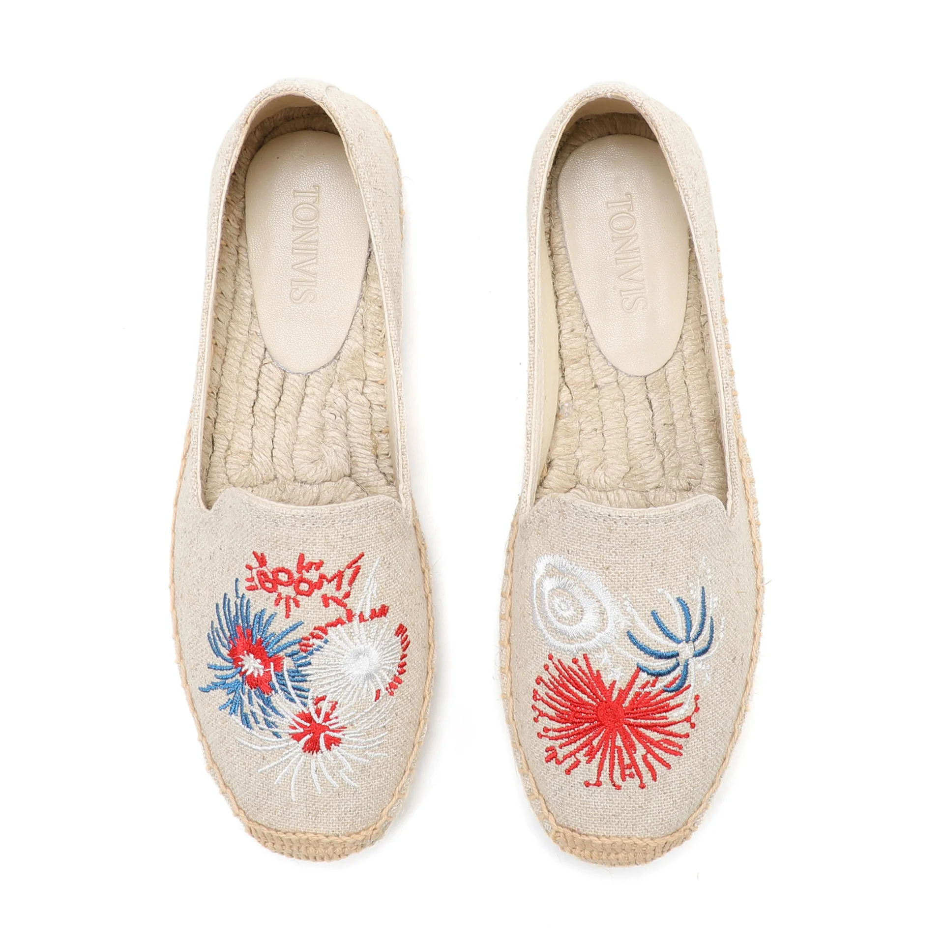 

Women Embroidered Espadrilles Flats – Beach Vacation Style Slip-On Shoes, Thick Sole Summer Casual Shoes, Lightweight Breathable