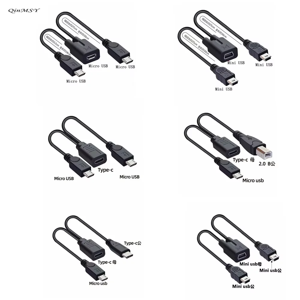 25cm Type-c USB 3.1 1 to 2 Y Splitter Cable USB 3.1 Female to Double Micro 5pin Male Converter High Speed Charging Cable Cord