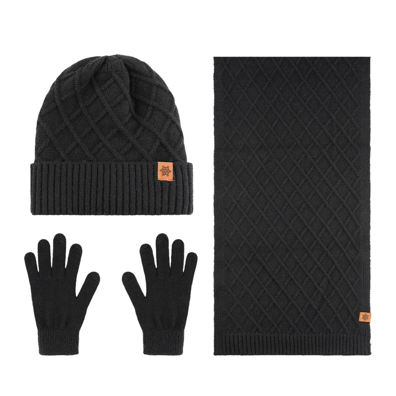 Winter Hat Scarf Gloves Set Fleece Warm Knit Neck Warmer Wool Thermal Cap Outdoor Sport Ski Bike Scarf Gloves Hat Set unisex