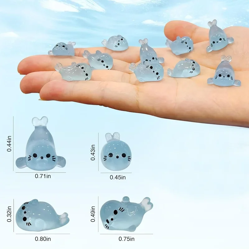 40 قطعة من تماثيل الختم الصغيرة المتوهجة في الظلام، منمنمات حيوانات البحر المضيئة من الراتنج، 4 أنماط لمستلزمات تزيين المنزل اليدوية ذاتية الصنع
