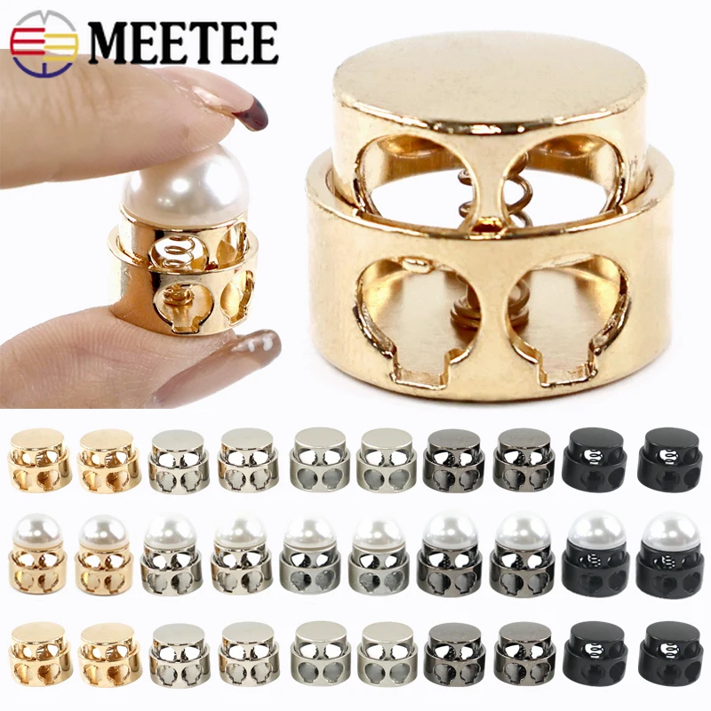 

20Pcs Metal Stopper Buckles Hat String Double Hole Rope Garment Bags Adjust Spring Button End Crafts DIY Hardware Accessories