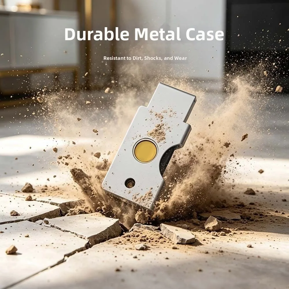 New Metal Metal Protective Case Hard Shell Solid NFC Key Case Compact Access Openings Security Key Case for YubiKey 5C NFC