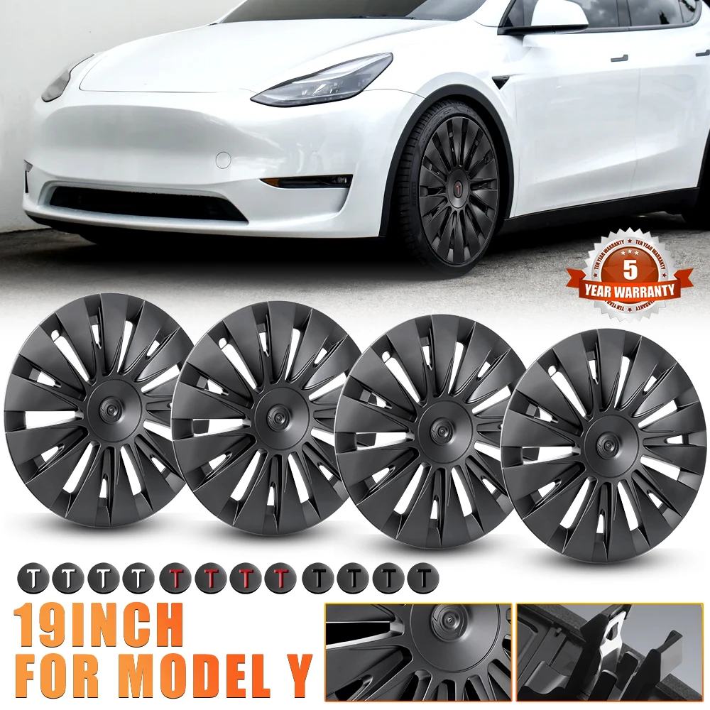 4PCS Wheel Cap For Tesla Model Y 2023 19 Inch Right＆Left Hubcaps Cyclone Cover Wheel Cover Replacement Accessories