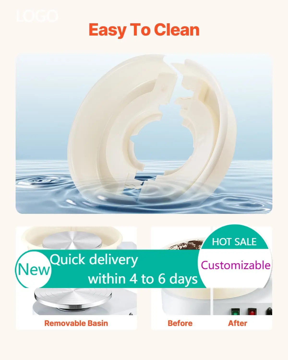 14in/35cm Pottery Wheel for Adults, 0-6in Lift-Table 450W Professional Pottery Kit with Foot Pedal Detachable Basin DIY Art Clay