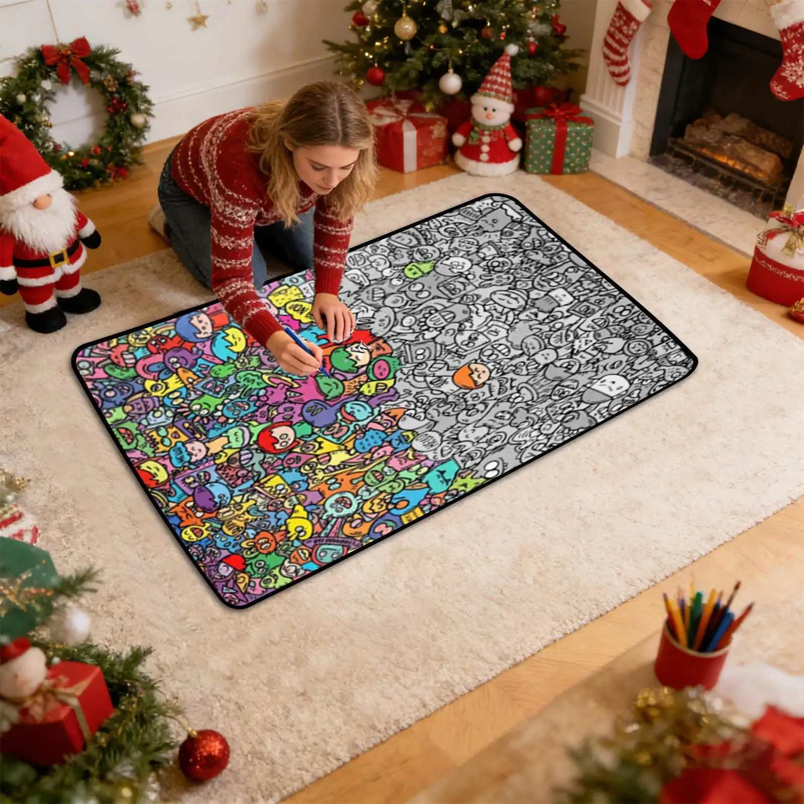 Coloring Blanket DIY Washable Sofa Throws Art Craft Coloring Blanket for Kids Families Craft Lovers Preschoolers Birthday Gift