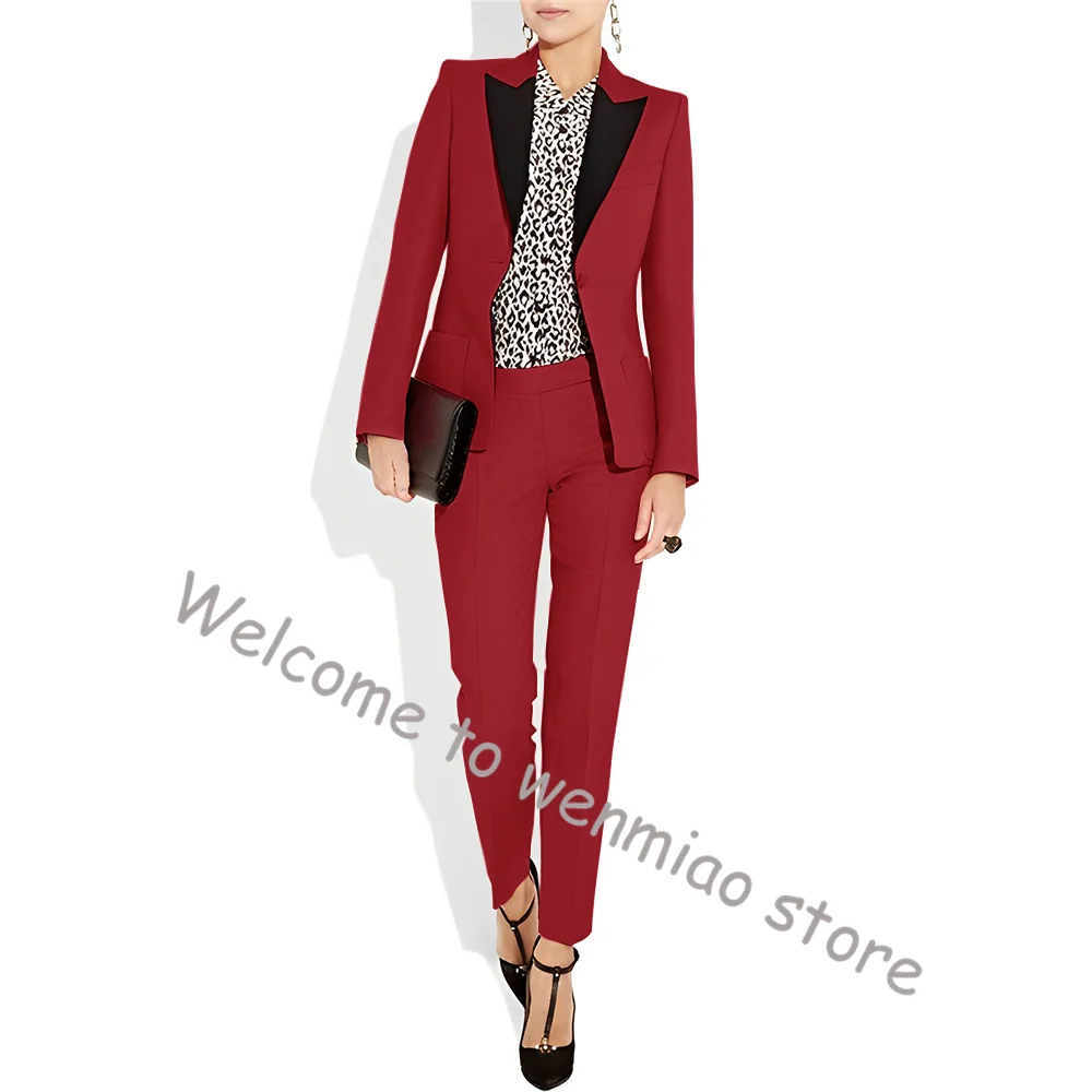 

Red Formal Suit for Ladies 2 Piece Suit Wedding Tuxedo Mom's Dress Formal Party Outfit Women's Business Work Suit