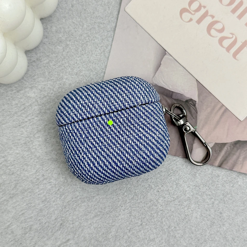 Fresh Simple Oblique Stripe Texture Faux Leather With Hook Protective Earphone Cover Case for AirPods 1 or 2 3 4 5 Pro 2 Pro 3 - view 6