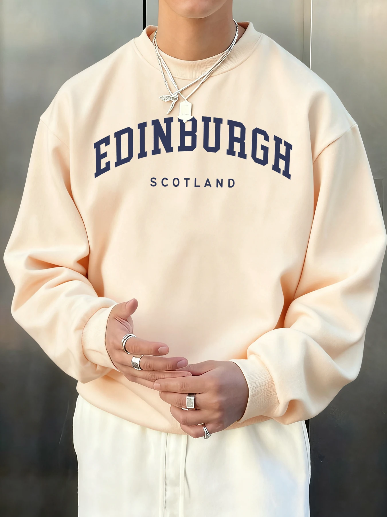 

Мужская толстовка с буквенным принтом Edinburgh Scotlano, модная одежда больших размеров, уличный повседневный пуловер, флисовые мужские осенние топы