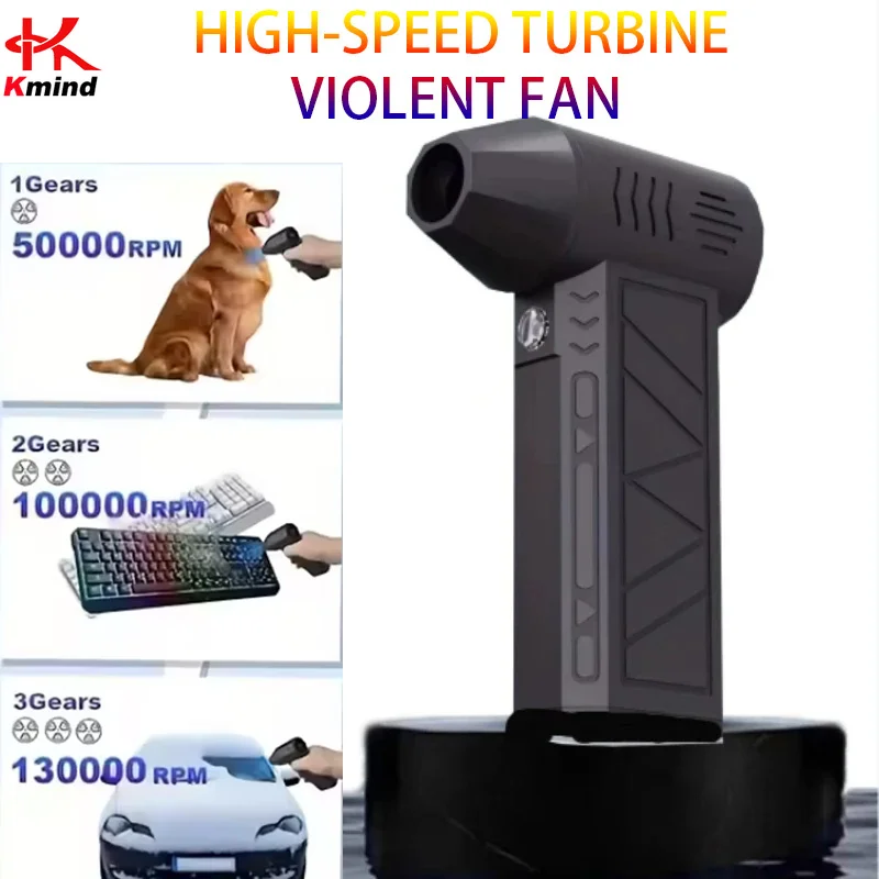 X6 Pro Handheld Jet Fan Turbo Sterke wind Draagbare USB oplaadbare LED-lamp voor computerstofreiniging, auto, buitenkoeling