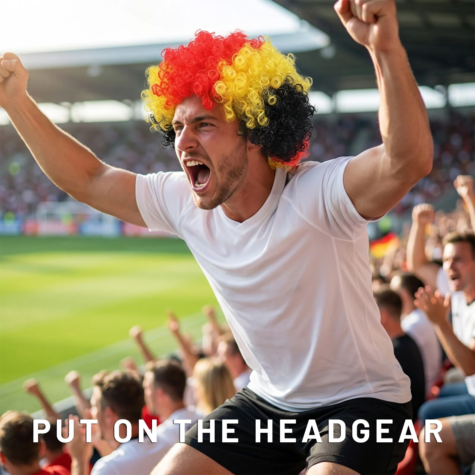 Creative Wig Football Fan Flag Color Hair Wig Fan Hair Colored Headpiece Performance Party Decoration Photo Props view 5