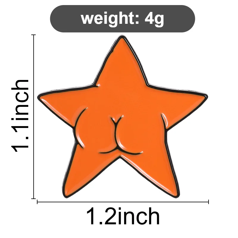 Comedy Anime Star Butt Enamel Pin Funny Humor Starfish Shaped Design Brooches Backpack Lapel Badge Jewelry Gift for Fans Friends