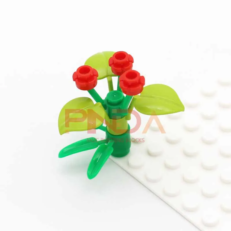 10PCS 6255 Broadleaf Clover-Lucky Grass MOC Building Blocks Flower Plant Parts Idea DIY Assembles Particles Bricks