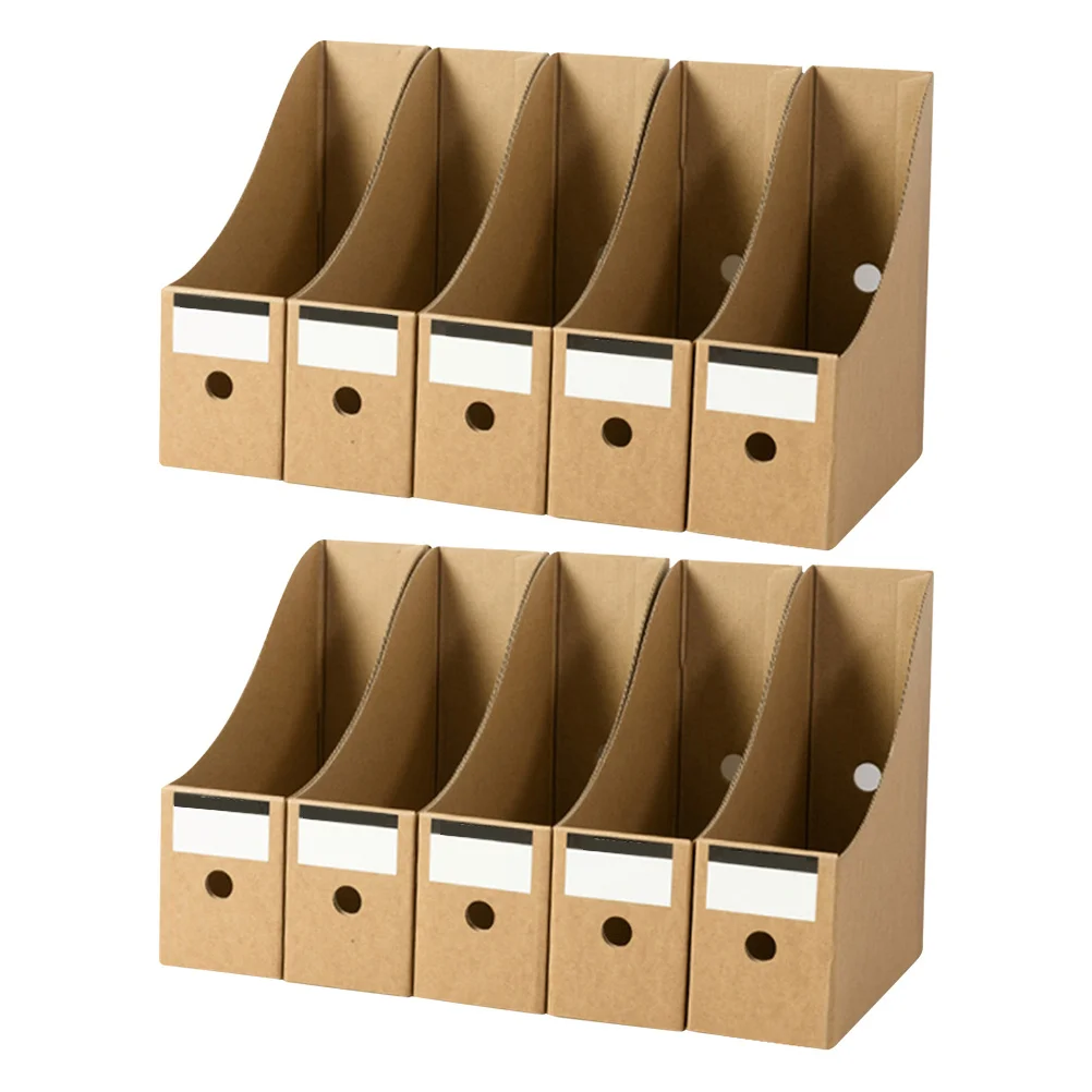 

10pcs Kraft Paper File Boxes For Desktop Home Office School Document Organizer Storage Case Classroom File Holders