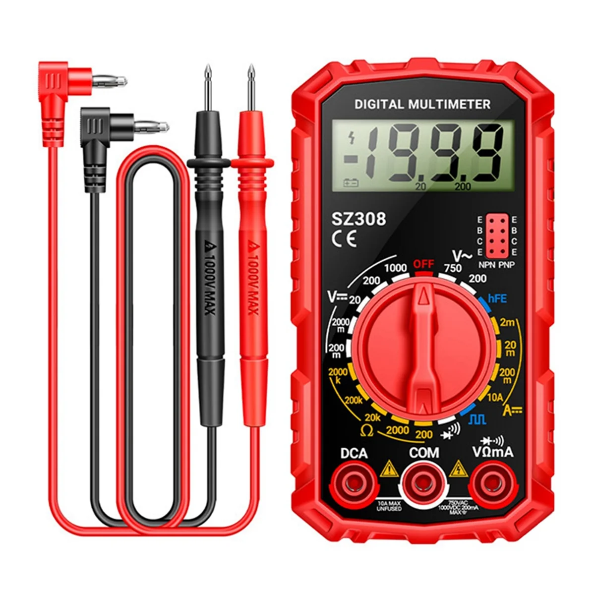 Le nouveau multimètre numérique SZ308 compteur de résistance de tension compteur de courant AC/DC électricien rétro-éclairage LCD Ohm Test d'onde carrée A