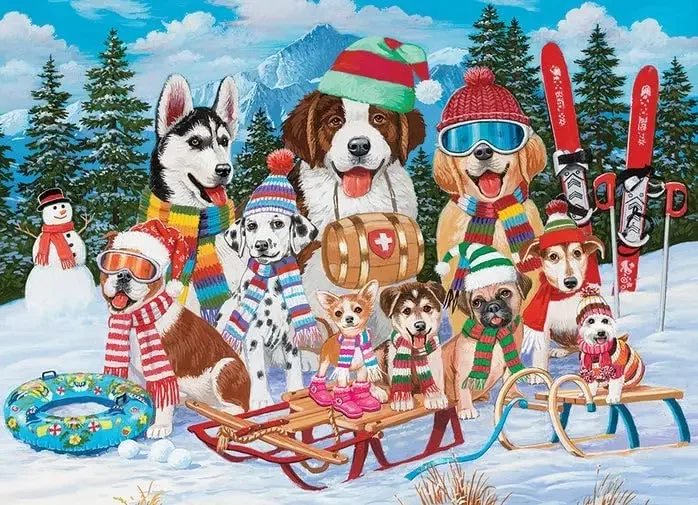 

Winter Sled Dog Adult Wooden Puzzles 1000/500/300pcs Jigsaw Puzzles for Gameroom Bedroom Home Decor Birthday Holiday Party Gift