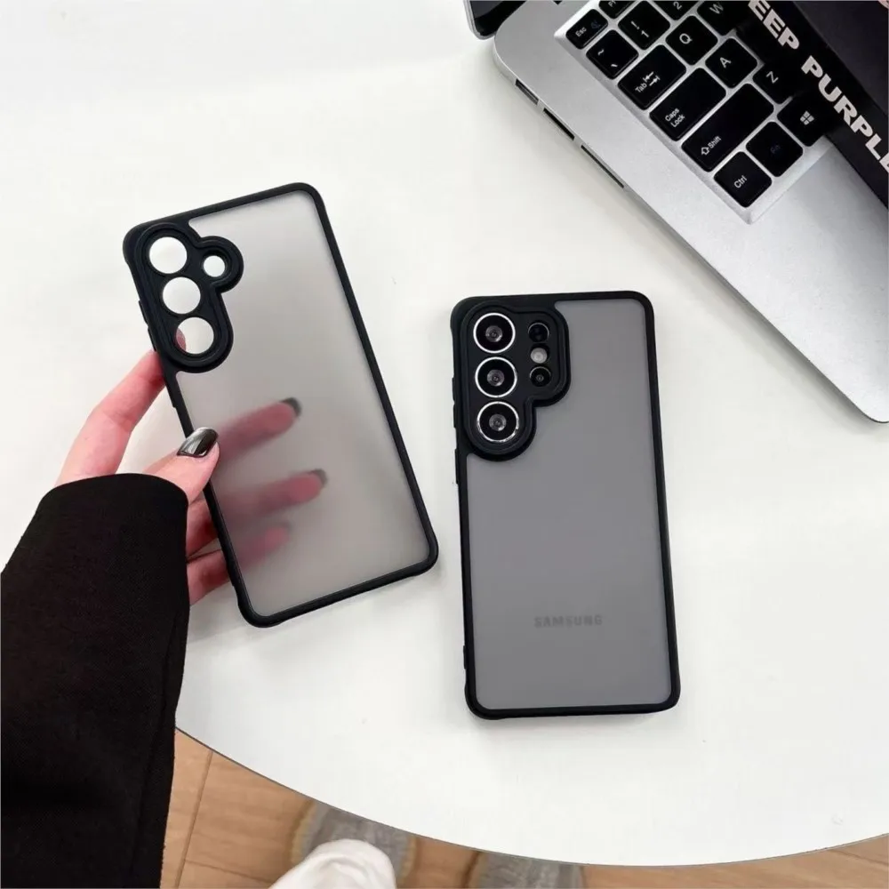 Luxury Armor Frosted Matte Case for Samsung Galaxy S26 S25 S24 S23 Plus S26 Ultra A16 A36 A56 A17 A37 A57 Matte Clear Cover