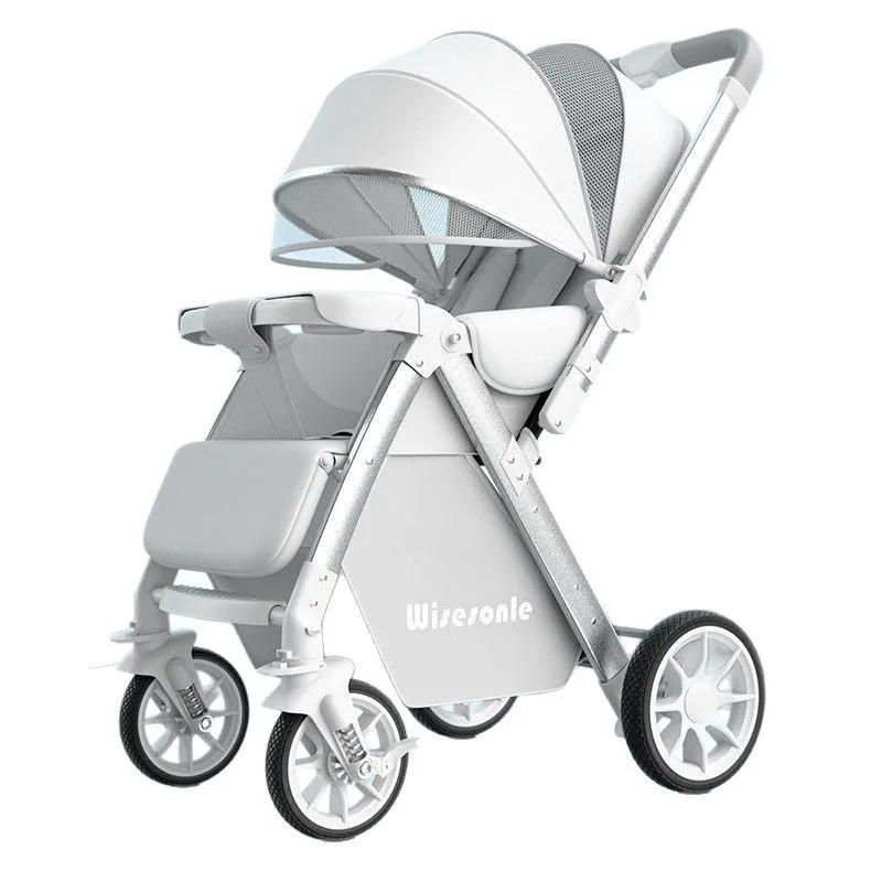 Lightweight Baby Stroller Bidirectional High Landscape Seated Reclining Foldable Shock-Absorbing for Comfortable Riding Experien