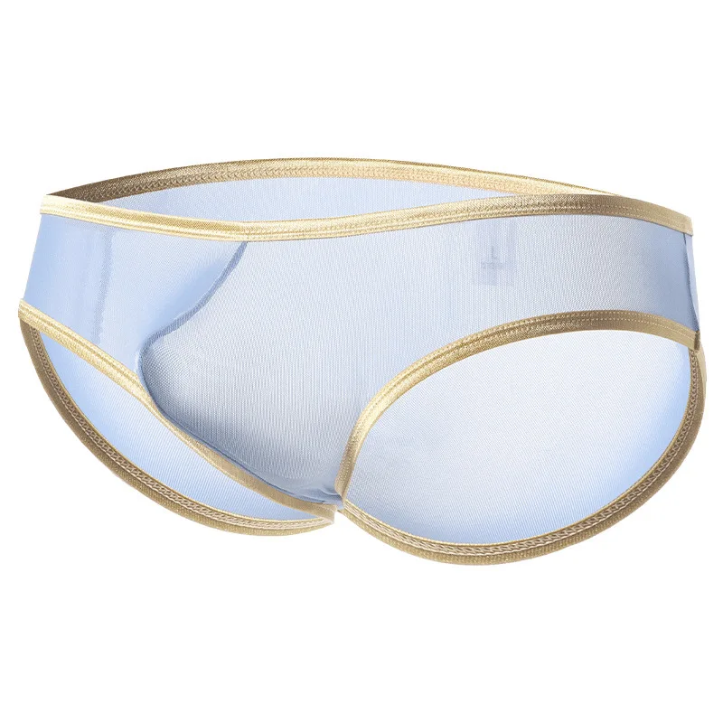 

Men's briefs Low waist transparent mesh quick-drying solid color breathable mesh underwear wholesale
