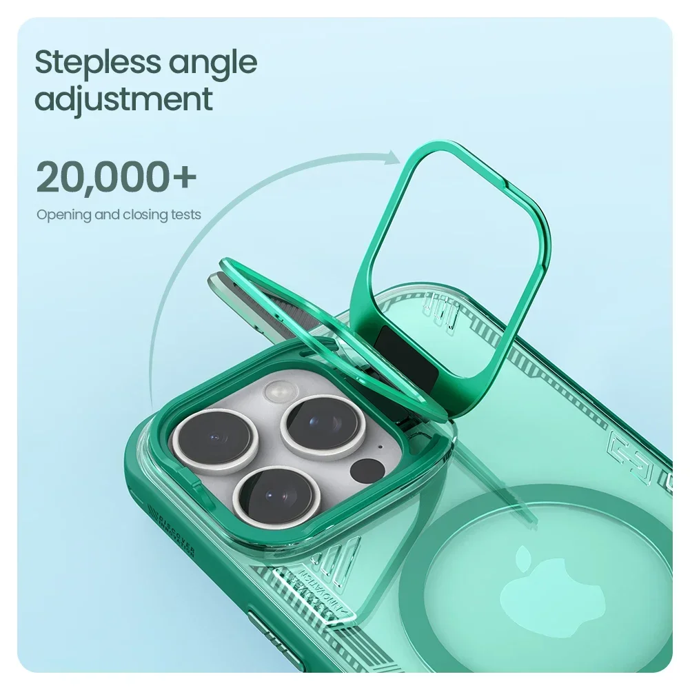 

Чехол Magsafe для iPhone 16 Pro Max Nillkin Iceblade Prop, экологичный, ударопрочный, с подставкой для объектива, для iPhone 16/16 Pro