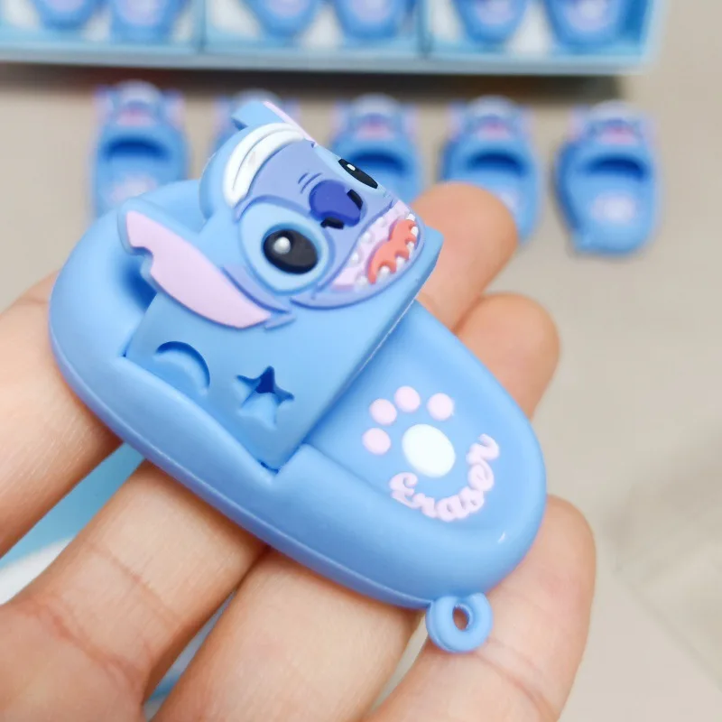 New Disney 12pcs Lilo And Stitch Slipper Style Eraser Cute Cartoon Student Mini Shaving Eraser Pencil Eraser Stationery Gift