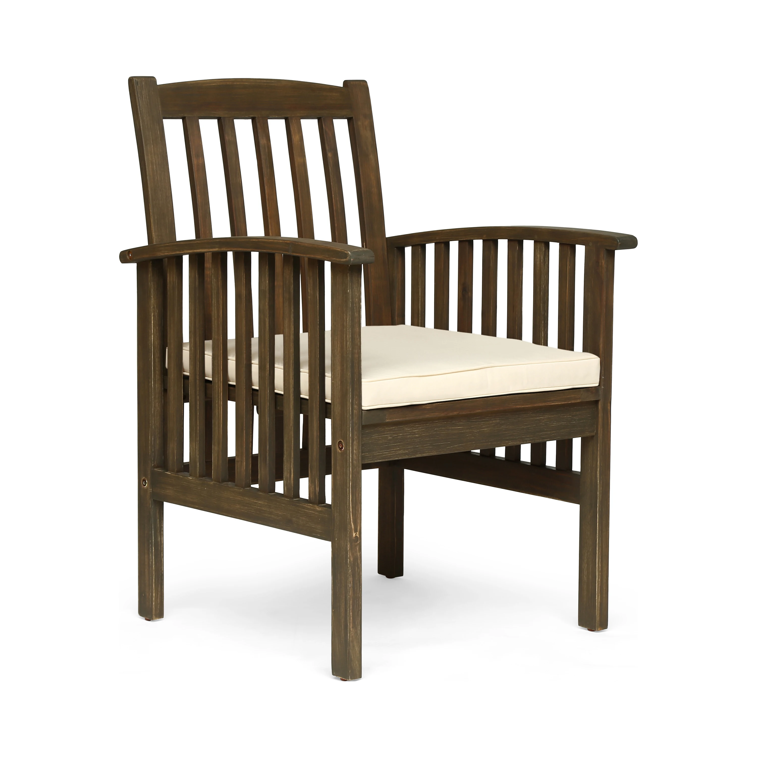 CASA ACACIA Outdoor Dining Chairs Set of 2, Solid Acacia Wood Patio Chairs with Water-Resistant Cushions, Weather Resistant Hardwood Frame with Hook and Loop Ties, Easy Assembly for Garden Backyard Porch Deck