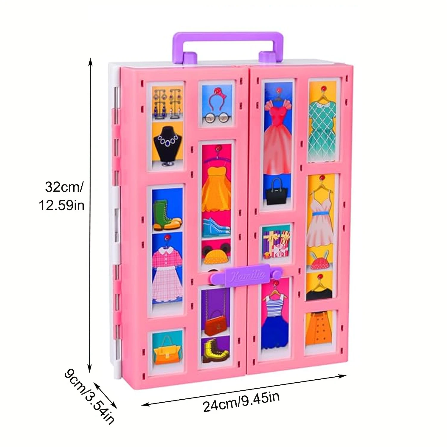 33pcs Fashion Princess Wardrobe Set Pink Dreamy Style with Clothes and Accessories Exquisite Storage Doll Dress-Up Playset Gift