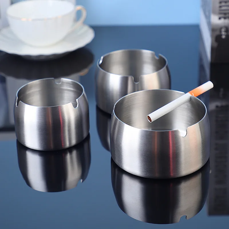 

Cigar Ashtray Stainless Steel Round Shaped Decorative Tabletop Cigarettes Ash Holder For Home Bedroom Office Tabletop