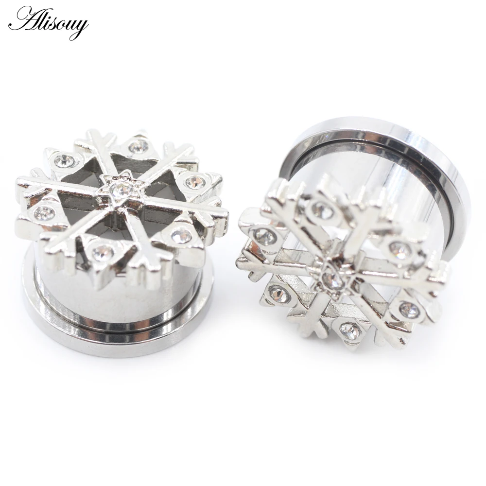 Alisouy 1PC Edelstahl Schlange Spinne Wasser Tropfen Ohr Tunnel Plug Expander Bahre Gauge Ohrring Piercing Körper Schmuck