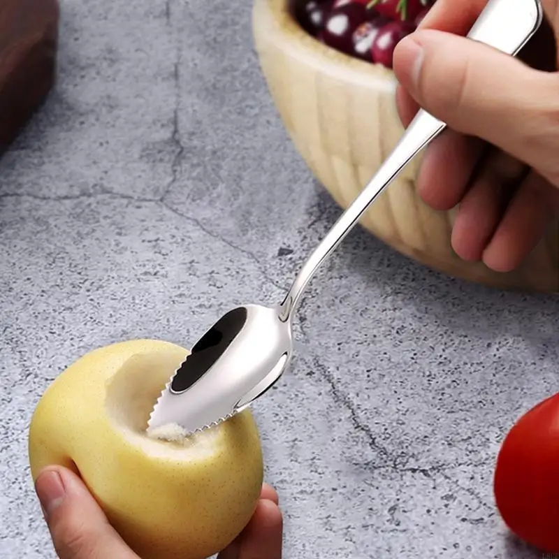 L9BE Set of 2 Stainless Steel Serrated Grapefruit Utensils Tools Baby Puree Spoons