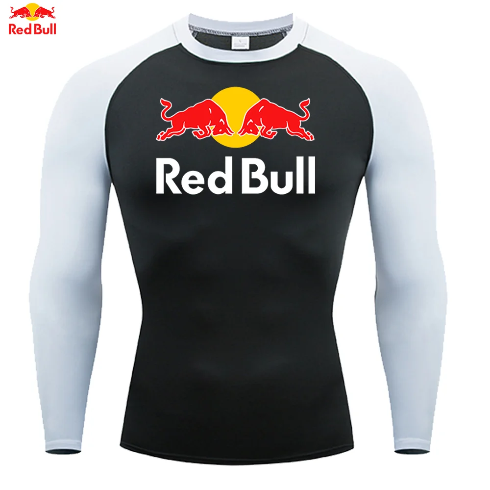 ريد بول حماية الشمس الرياضة الثانية الجلد تشغيل تي شيرت الرجال اللياقة البدنية Rashgarda MMA ضغط قميص تجريب الملابس رجالي #4
