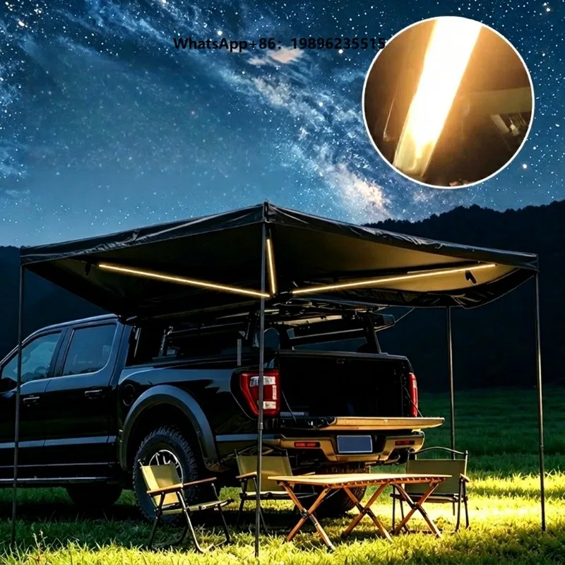 Car Sunshade Outdoor Double Layer Four-season Waterproof Side-mount Tent Smart 270-degree Legless Fan-shaped Awning Oxford Cloth