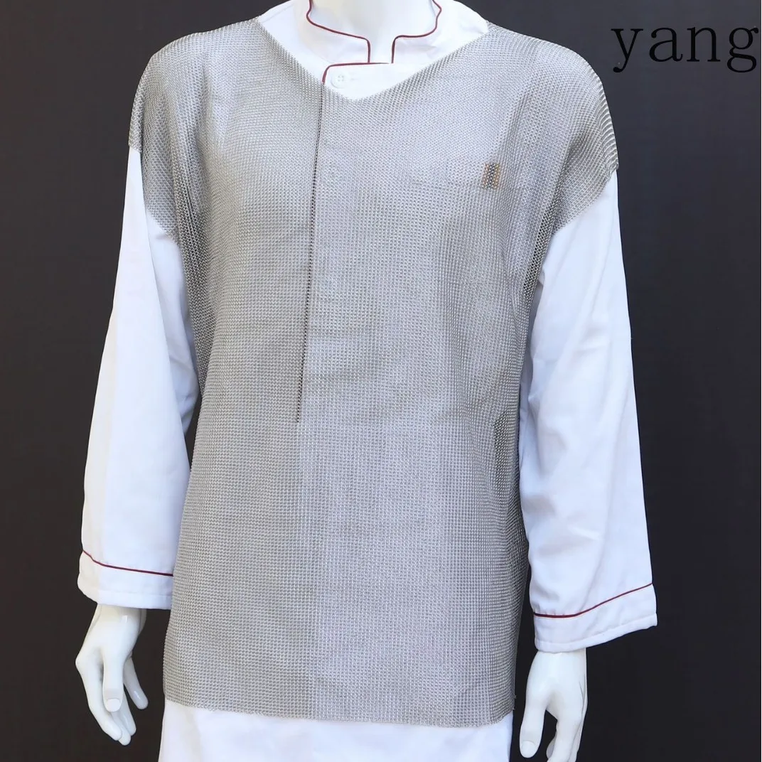 YJQ anti-cutting apron 316L stainless steel apron body protection slaughterhouse sewing glass factory